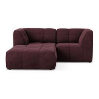 Bordo spalvos kampinė sofa iš velveto (su kairiuoju kampu/su gultu) Aloha – Makamii