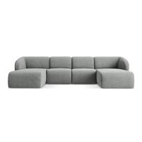 Pilkos spalvos kampinė sofa iš šenilinio audinio („U“ formos) Lani – Makamii