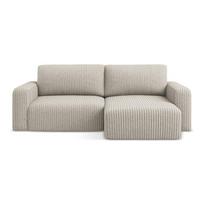 Smėlio spalvos sulankstoma/su sandėliavimo vieta kampinė sofa iš kordinio velveto (su dešiniuoju kampu/su gultu) Kona – Makamii