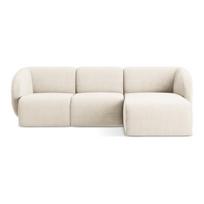 Smėlio spalvos kampinė sofa iš šenilinio audinio (su dešiniuoju kampu/su gultu) Lani – Makamii