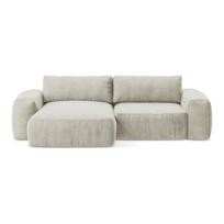 Smėlio spalvos sulankstoma kampinė sofa iš šenilinio audinio (su kairiuoju kampu/su gultu) Kuki – Makamii