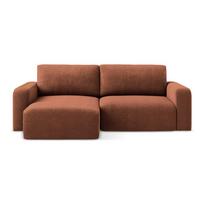 Terakotos spalvos sulankstoma/su sandėliavimo vieta kampinė sofa iš šenilinio audinio (su kairiuoju kampu/su gultu) Kona – Makamii