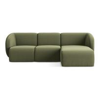 Žalios spalvos kampinė sofa iš velveto (su dešiniuoju kampu/su gultu) Lani – Makamii