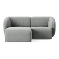 Pilkos spalvos kampinė sofa iš šenilinio audinio (su kairiuoju kampu/su gultu) Lani – Makamii