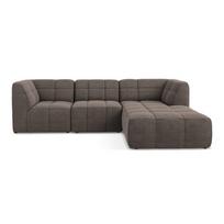Rudos spalvos kampinė sofa iš boucle (su dešiniuoju kampu/su gultu) Aloha – Makamii