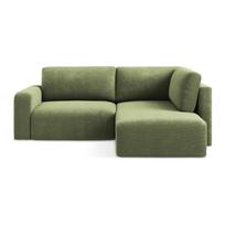 Žalios spalvos sulankstoma/su sandėliavimo vieta kampinė sofa iš šenilinio audinio (su dešiniuoju kampu/„L“ formos) Kona – Makamii