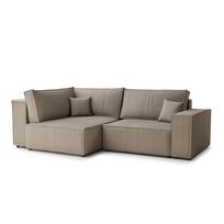 Smėlio spalvos sulankstoma/su sandėliavimo vieta kampinė sofa iš kordinio velveto (su kairiuoju kampu/„L“ formos) Tonga – Maison de Rêve