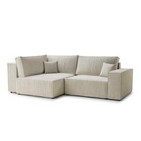 Kreminės spalvos sulankstoma/su sandėliavimo vieta kampinė sofa iš šenilinio audinio (su kairiuoju kampu/„L“ formos) Tonga – Maison de Rêve