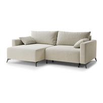 Kreminės spalvos sulankstoma/su sandėliavimo vieta kampinė sofa iš šenilinio audinio (su kairiuoju kampu/su gultu) Leon – Maison de Rêve