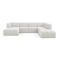 Baltos spalvos kampinė sofa iš boucle („U“ formos) Aloha – Makamii