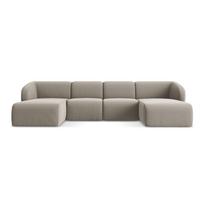 Šviesiai rudos spalvos kampinė sofa iš velveto („U“ formos) Lani – Makamii
