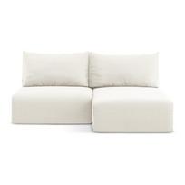 Kreminės spalvos sulankstoma/su sandėliavimo vieta kampinė sofa iš velveto (su dešiniuoju kampu/su gultu) Kalena – Makamii