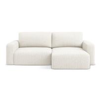 Kreminės spalvos sulankstoma/su sandėliavimo vieta kampinė sofa iš kordinio velveto (su dešiniuoju kampu/su gultu) Kona – Makamii