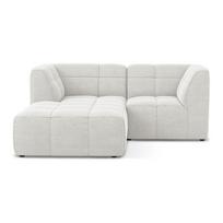 Baltos spalvos kampinė sofa iš boucle (su kairiuoju kampu/su gultu) Aloha – Makamii