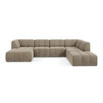 Rudos spalvos kampinė sofa iš velveto („U“ formos) Aloha – Makamii