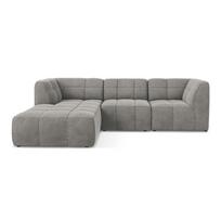 Pilkos spalvos kampinė sofa iš velveto (su kairiuoju kampu/su gultu) Aloha – Makamii