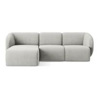 Šviesiai pilkos spalvos kampinė sofa iš šenilinio audinio (su kairiuoju kampu/su gultu) Lani – Makamii