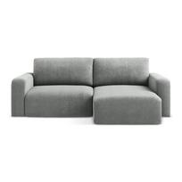 Pilkos spalvos sulankstoma/su sandėliavimo vieta kampinė sofa iš šenilinio audinio (su dešiniuoju kampu/su gultu) Kona – Makamii