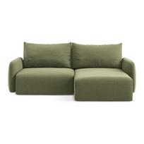Žalios spalvos sulankstoma/su sandėliavimo vieta kampinė sofa iš velveto (su dešiniuoju kampu/su gultu) Kalena – Makamii