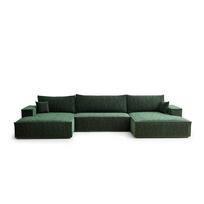 Tamsiai žalios spalvos sulankstoma/su sandėliavimo vieta kampinė sofa iš šenilinio audinio („U“ formos) Kyoto – Maison de Rêve