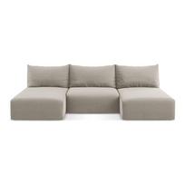 Taupe spalvos sulankstoma/su sandėliavimo vieta kampinė sofa iš velveto („U“ formos) Kalena – Makamii