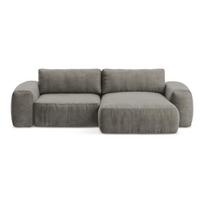 Pilkos spalvos sulankstoma kampinė sofa iš šenilinio audinio (su dešiniuoju kampu/su gultu) Kuki – Makamii