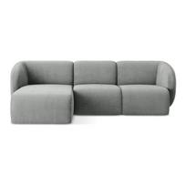 Pilkos spalvos kampinė sofa iš šenilinio audinio (su kairiuoju kampu/su gultu) Lani – Makamii