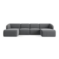 Pilkos spalvos kampinė sofa iš velveto („U“ formos) Lani – Makamii