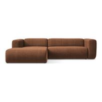 Terakotos spalvos kampinė sofa (su kairiuoju kampu/su gultu) Ekahi – Makamii