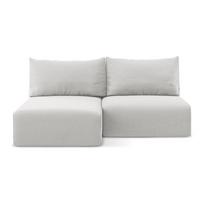 Šviesiai pilkos spalvos sulankstoma/su sandėliavimo vieta kampinė sofa iš velveto (su kairiuoju kampu/su gultu) Kalena – Makamii