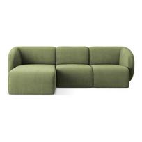 Žalios spalvos kampinė sofa iš šenilinio audinio (su kairiuoju kampu/su gultu) Lani – Makamii