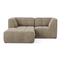 Rudos spalvos kampinė sofa iš velveto (su kairiuoju kampu/su gultu) Aloha – Makamii