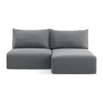 Pilkos spalvos sulankstoma/su sandėliavimo vieta kampinė sofa iš velveto (su dešiniuoju kampu/su gultu) Kalena – Makamii