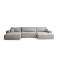 Pilkai smėlinės spalvos sulankstoma/su sandėliavimo vieta kampinė sofa iš šenilinio audinio („U“ formos) Kyoto – Maison de Rêve