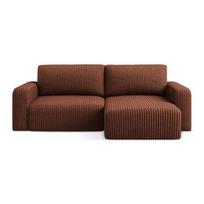 Terakotos spalvos sulankstoma/su sandėliavimo vieta kampinė sofa iš kordinio velveto (su dešiniuoju kampu/su gultu) Kona – Makamii