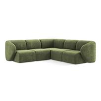 Žalios spalvos kampinė sofa iš šenilinio audinio Lani – Makamii