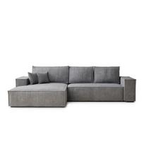 Pilkos spalvos sulankstoma/su sandėliavimo vieta kampinė sofa iš šenilinio audinio (su kairiuoju kampu/su gultu) Maze – Maison de Rêve