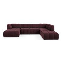 Bordo spalvos kampinė sofa iš velveto („U“ formos) Aloha – Makamii
