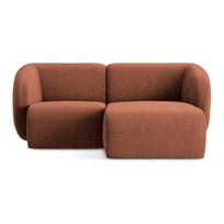 Terakotos spalvos kampinė sofa iš šenilinio audinio (su dešiniuoju kampu/su gultu) Lani – Makamii
