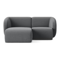 Pilkos spalvos kampinė sofa iš velveto (su kairiuoju kampu/su gultu) Lani – Makamii