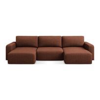 Terakotos spalvos sulankstoma/su sandėliavimo vieta kampinė sofa iš kordinio velveto („U“ formos) Kona – Makamii