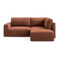 Terakotos spalvos sulankstoma/su sandėliavimo vieta kampinė sofa iš šenilinio audinio (su dešiniuoju kampu/„L“ formos) Kona – Makamii
