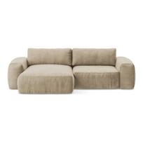 Šviesiai rudos spalvos sulankstoma kampinė sofa iš šenilinio audinio (su kairiuoju kampu/su gultu) Kuki – Makamii