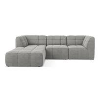 Pilkos spalvos kampinė sofa iš boucle (su kairiuoju kampu/su gultu) Aloha – Makamii