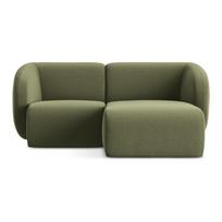 Žalios spalvos kampinė sofa iš velveto (su dešiniuoju kampu/su gultu) Lani – Makamii