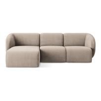 Šviesiai rudos spalvos kampinė sofa iš šenilinio audinio (su kairiuoju kampu/su gultu) Lani – Makamii