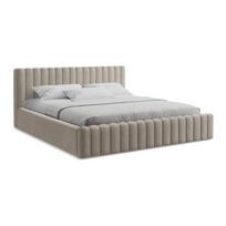 Taupe spalvos dvigulė lova audiniu dengta su sandėliavimo vieta su lovos grotelėmis 140x200 cm Lemi – Makamii