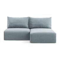 Mėlynos spalvos sulankstoma/su sandėliavimo vieta kampinė sofa iš velveto (su dešiniuoju kampu/su gultu) Kalena – Makamii