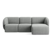 Pilkos spalvos kampinė sofa iš šenilinio audinio (su dešiniuoju kampu/su gultu) Lani – Makamii
