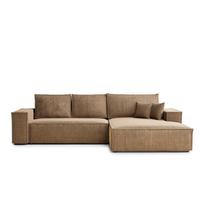 Šviesiai rudos spalvos sulankstoma/su sandėliavimo vieta kampinė sofa iš šenilinio audinio (su dešiniuoju kampu/su gultu) Maze – Maison de Rêve
